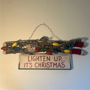 Cat and mouse Christmas sign wall decor